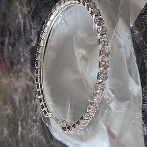 Large Silver Tone Rhinestone Hoop Earrings 9cm NWT